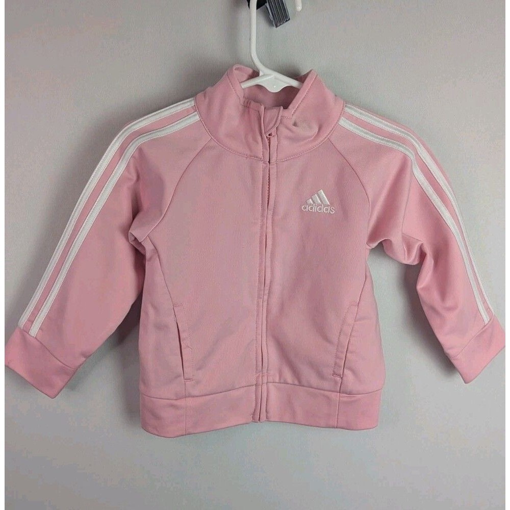 Adidas Toddler Unisex Pink 100% Polyester Long Sleeve Track Jacket Size 18M